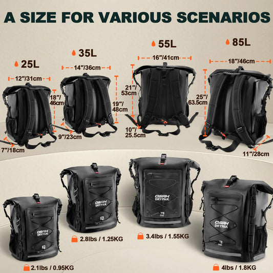 Waterproof Roll-Top Dry Backpack for Hiking & Outdoor Use