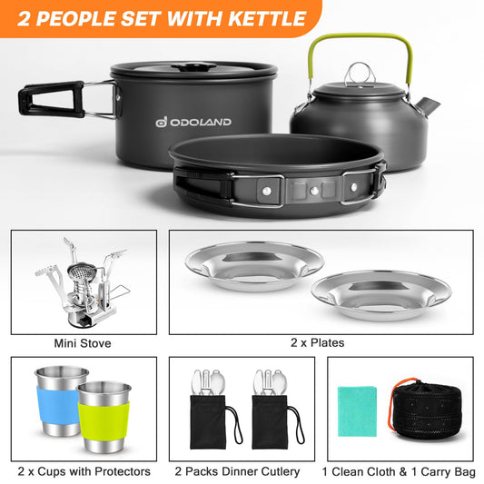 16-Piece Camping Cookware Set with Folding Stove and Utensils
