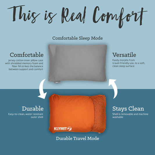 Shredded Memory Foam Camping Pillow with Reversible Cover