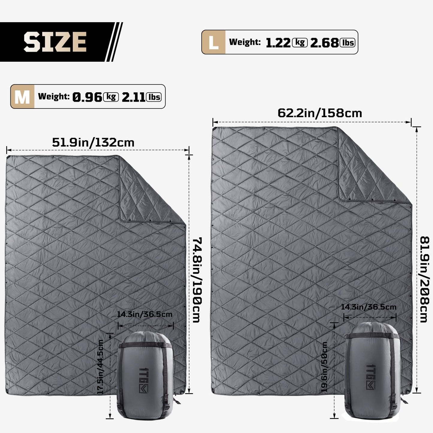 Lightweight Packable Camping Blanket with Snap Buttons