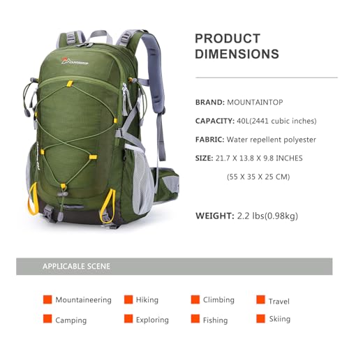 20-40L Lightweight Hiking Backpack with Rain Cover