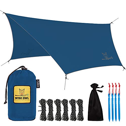 Waterproof Hammock Rain Fly Tarp with Stakes and Bag