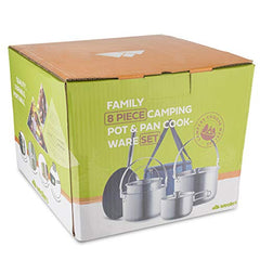 8-Piece Stainless Steel Camping Cookware Set with Carry Bag