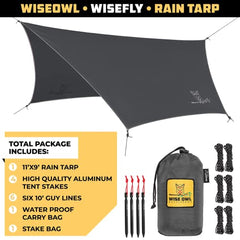 Waterproof Hammock Rain Fly Tarp with Stakes and Bag