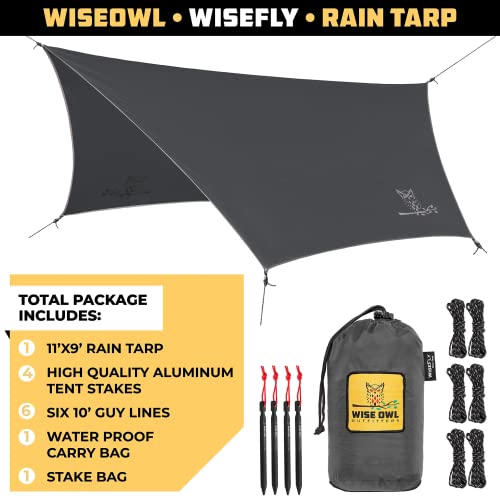 Waterproof Hammock Rain Fly Tarp with Stakes and Bag