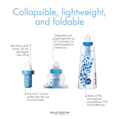 1L Ultralight Collapsible Water Filter Bottle for Hiking