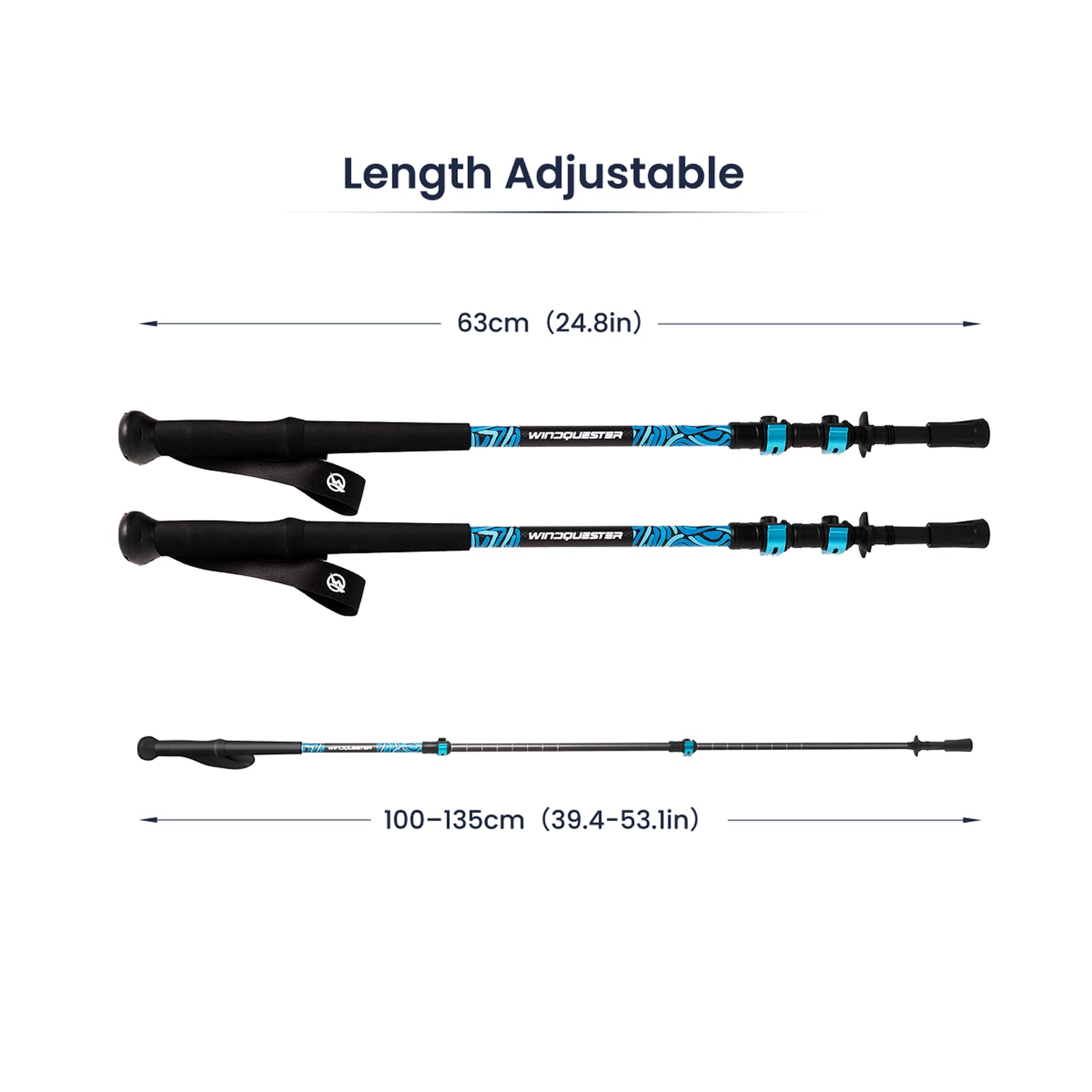 Carbon Fiber Adjustable Trekking Poles for Hiking & Backpacking
