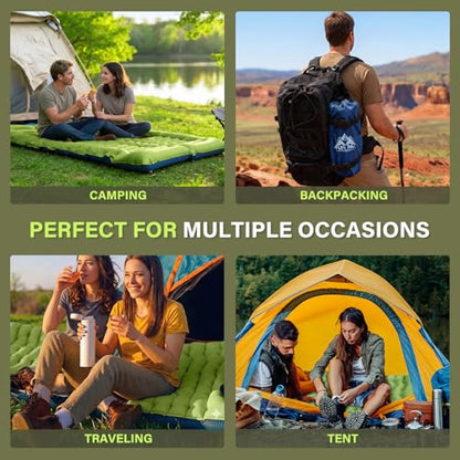 Ultralight Inflatable Sleeping Pad with Pillow and Foot Pump