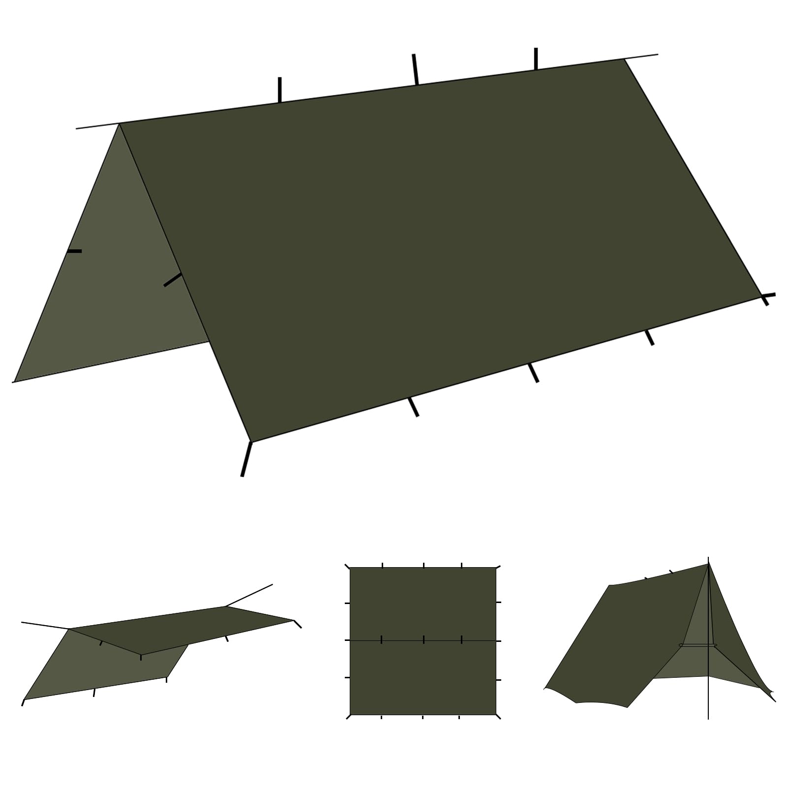 Ultralight Waterproof Hammock Rain Fly Tarp with Doors