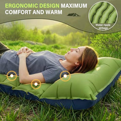 Ultralight Inflatable Sleeping Pad with Pillow and Foot Pump