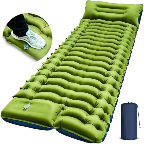 Ultralight Inflatable Sleeping Pad with Pillow and Foot Pump