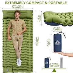 Ultralight Inflatable Sleeping Pad with Pillow and Foot Pump