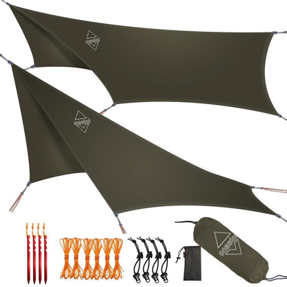 Ultralight Waterproof Hammock Rain Fly Tarp with Doors