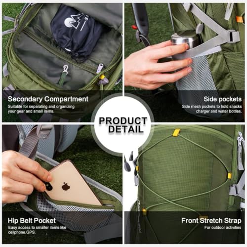 20-40L Lightweight Hiking Backpack with Rain Cover