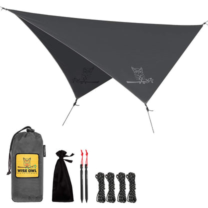 Waterproof Hammock Rain Fly Tarp with Stakes and Bag