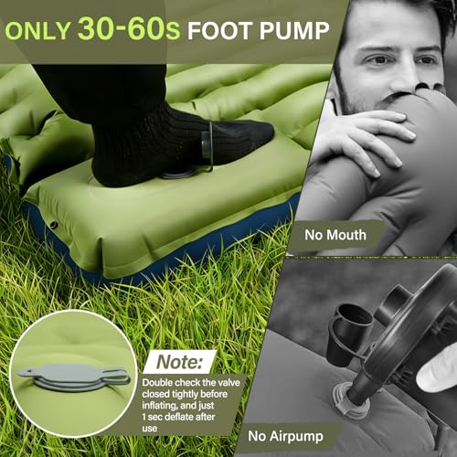 Ultralight Inflatable Sleeping Pad with Pillow and Foot Pump