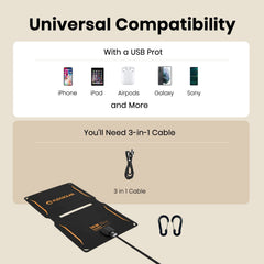 Foldable Waterproof Solar Panel Charger with USB Outputs
