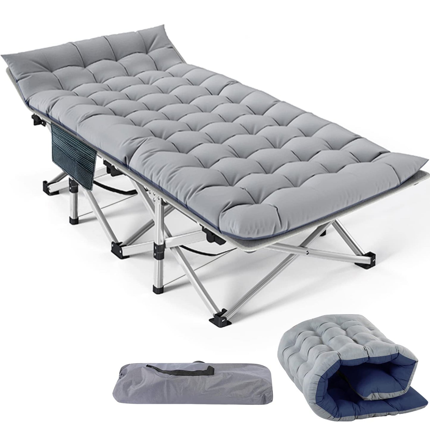 Padded Folding Camping Cot with Carry Bag for Travel