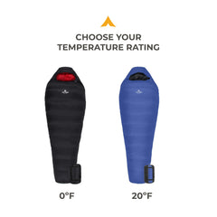 0°F Lightweight Mummy Sleeping Bag for Camping & Hiking
