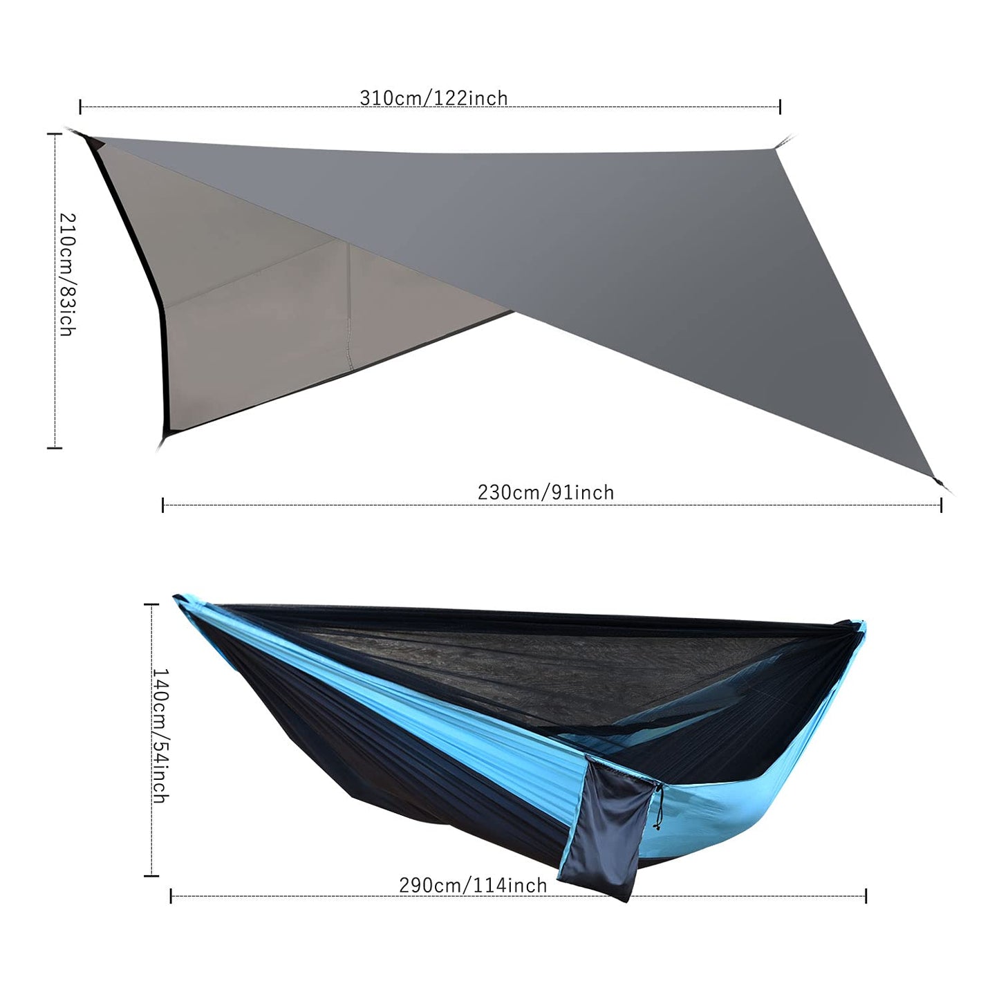 Single/Double Camping Hammock with Rain Fly and Bug Net