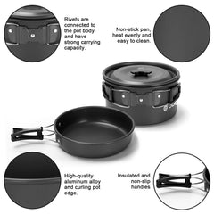 16-Piece Camping Cookware Set with Folding Stove and Utensils