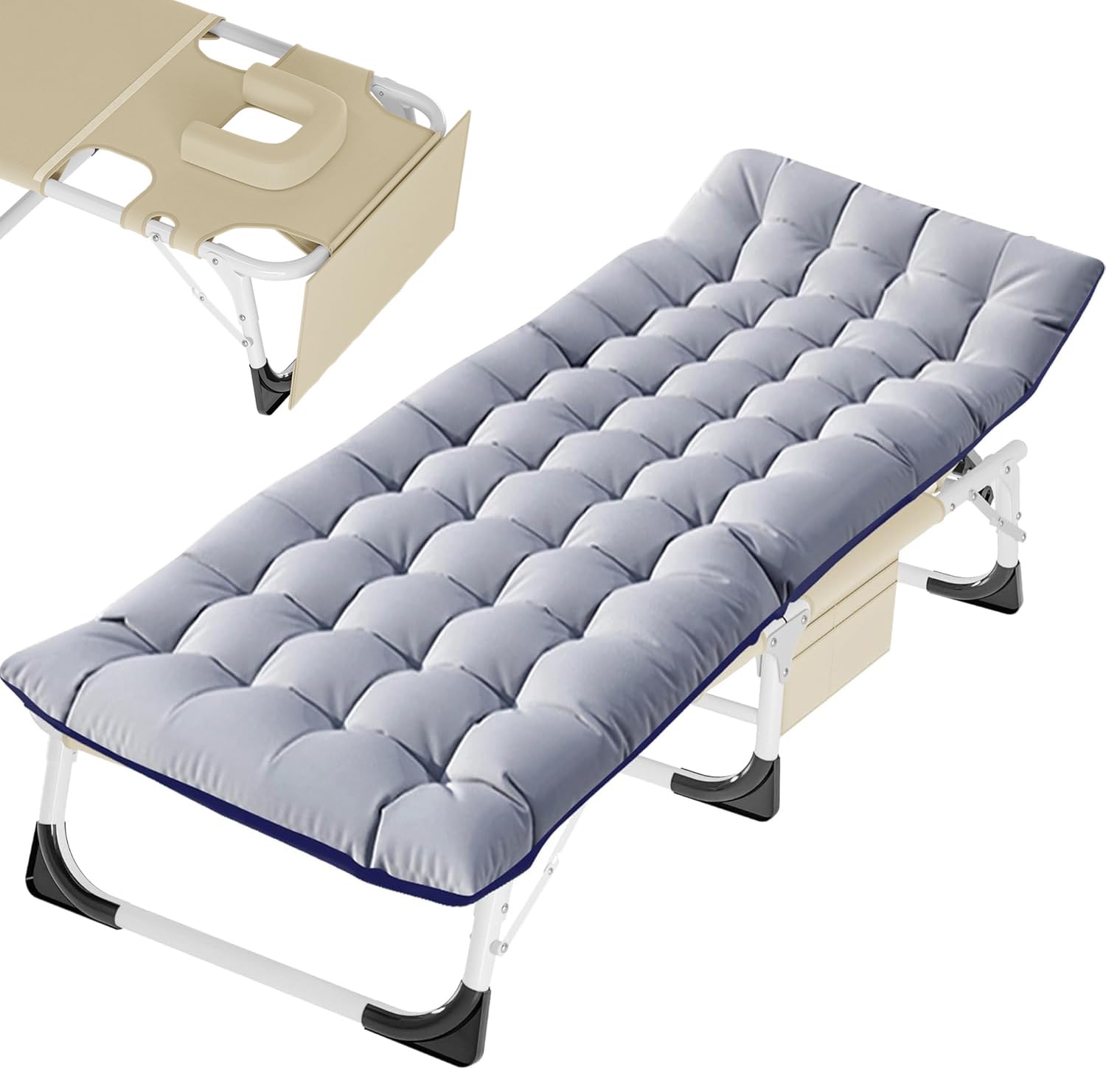 Padded Folding Camping Cot with Carry Bag for Travel