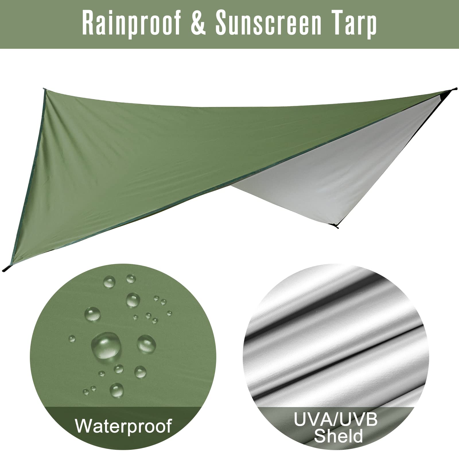 2-Person Camping Hammock with Bug Net and Rain Fly Tarp