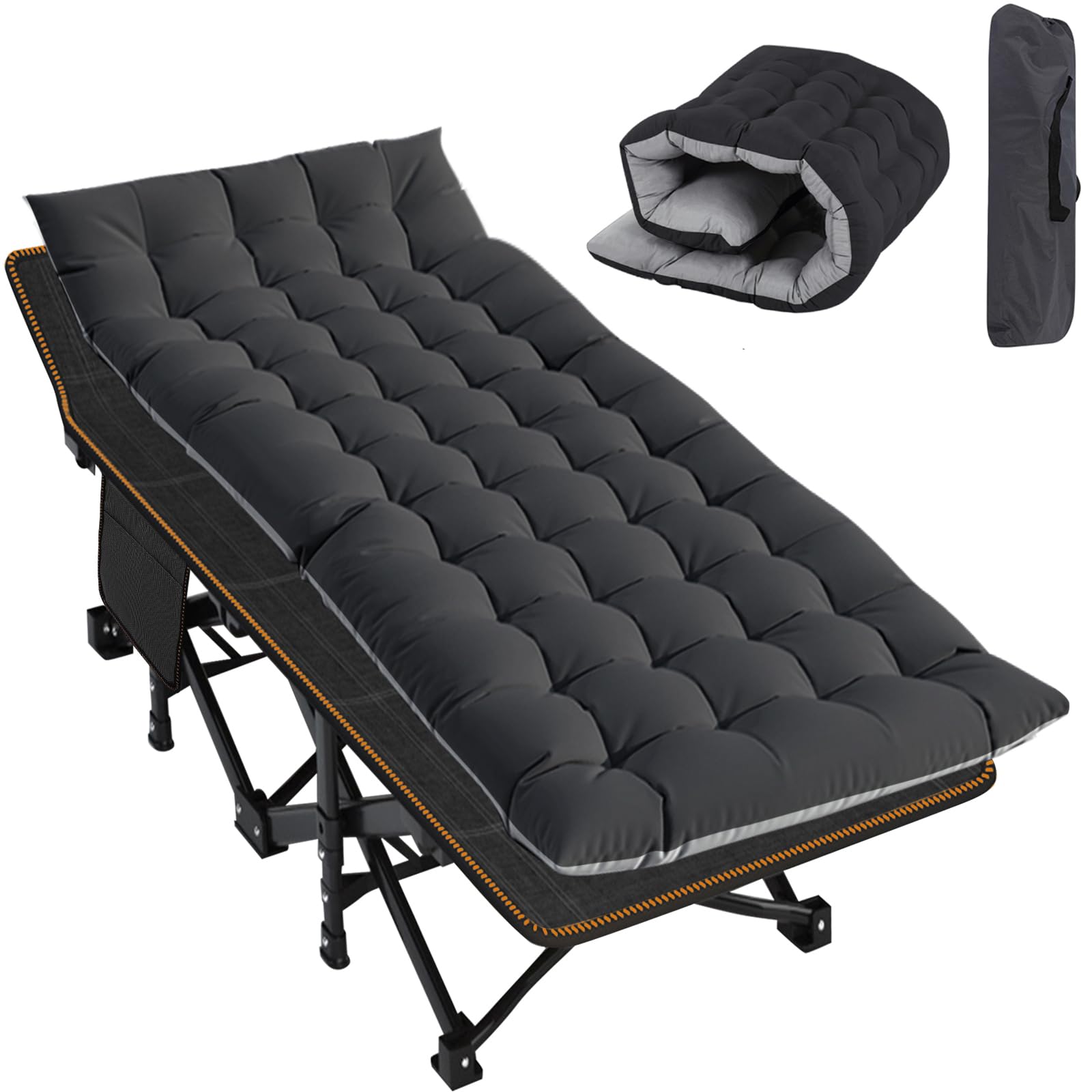 Padded Folding Camping Cot with Carry Bag for Travel