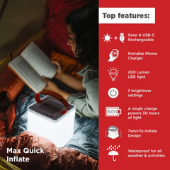 Solar Rechargeable Camping Lantern with Phone Charger