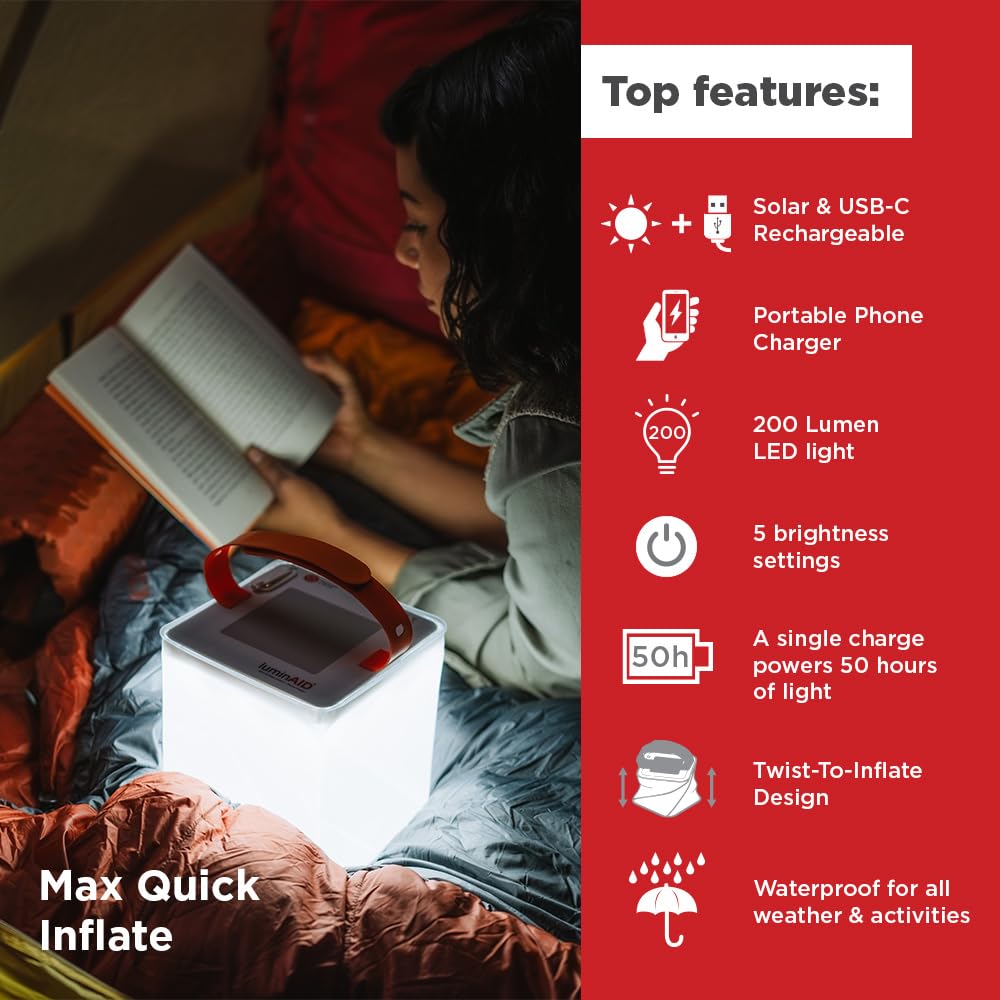 Solar Rechargeable Camping Lantern with Phone Charger
