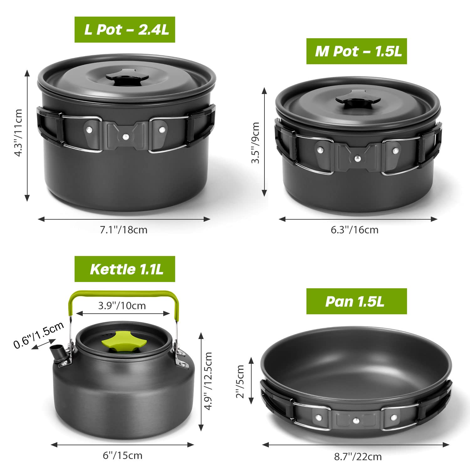 29-Piece Non-Stick Camping Cookware Mess Kit with Utensils