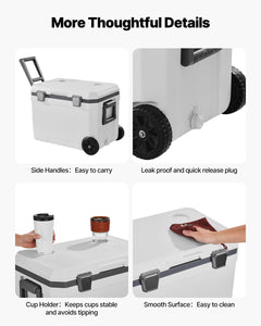 Portable Hard Cooler with Ice Retention and Carry Strap