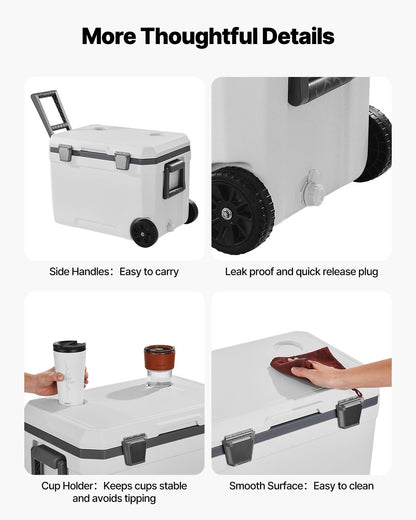 Portable Hard Cooler with Ice Retention and Carry Strap