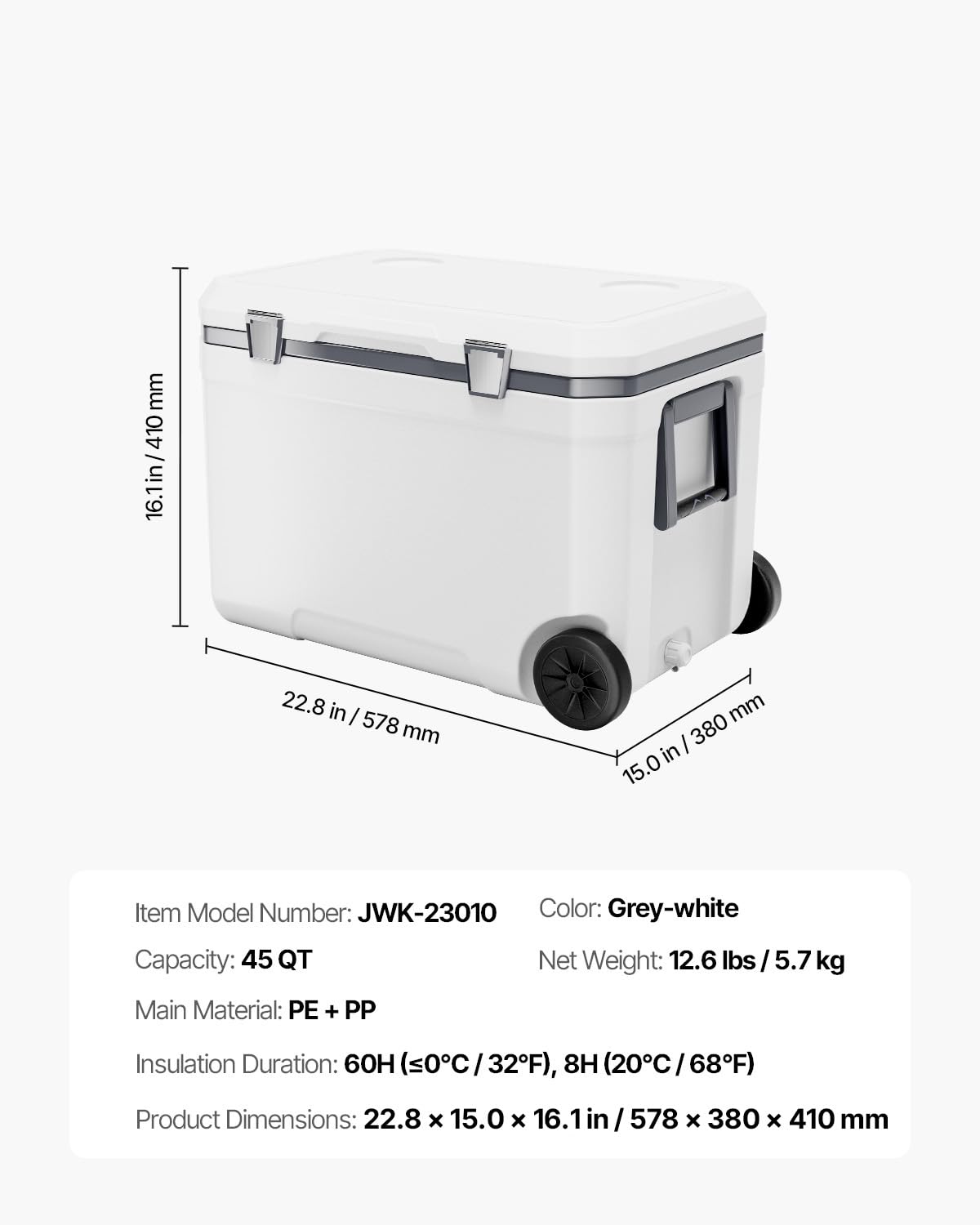 Portable Hard Cooler with Ice Retention and Carry Strap