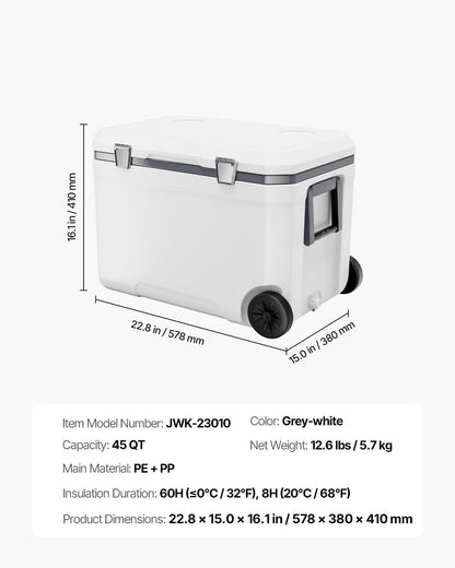 Portable Hard Cooler with Ice Retention and Carry Strap
