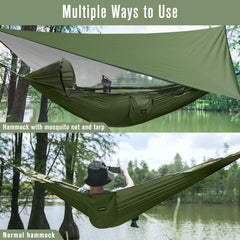 2-Person Camping Hammock with Bug Net and Rain Fly Tarp