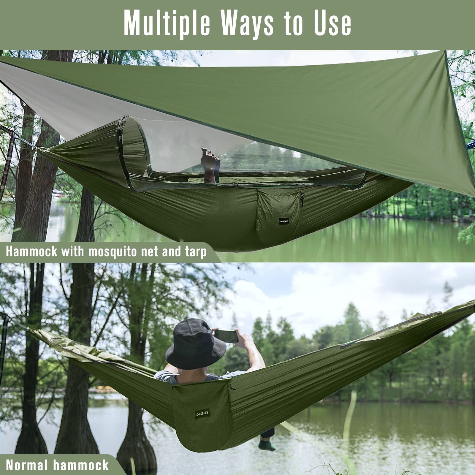 2-Person Camping Hammock with Bug Net and Rain Fly Tarp