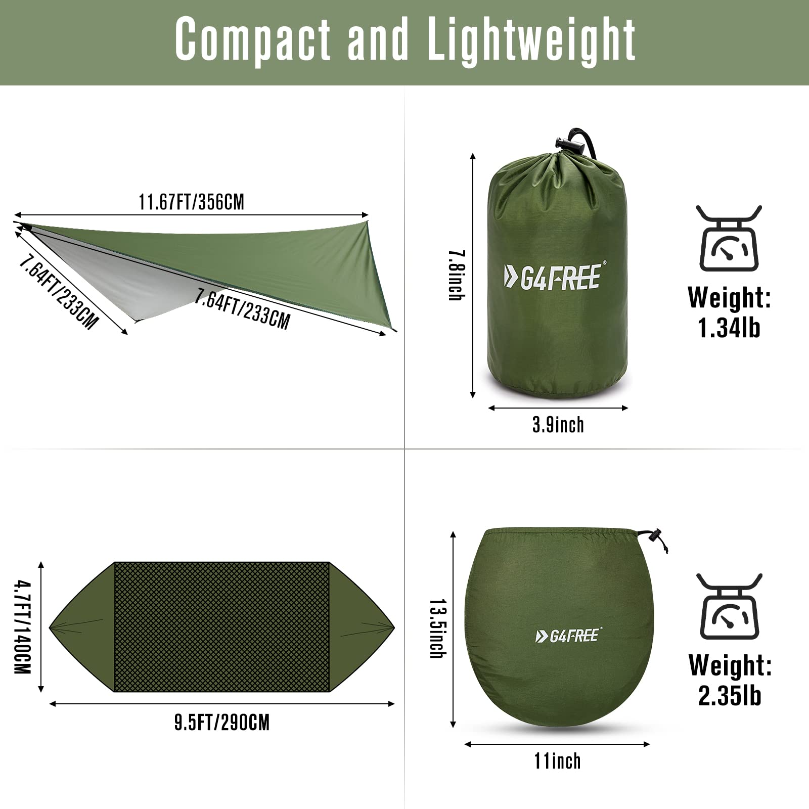 2-Person Camping Hammock with Bug Net and Rain Fly Tarp