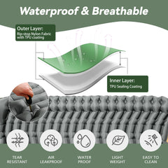 2-Person Inflatable Sleeping Pad with Pillow and Foot Pump