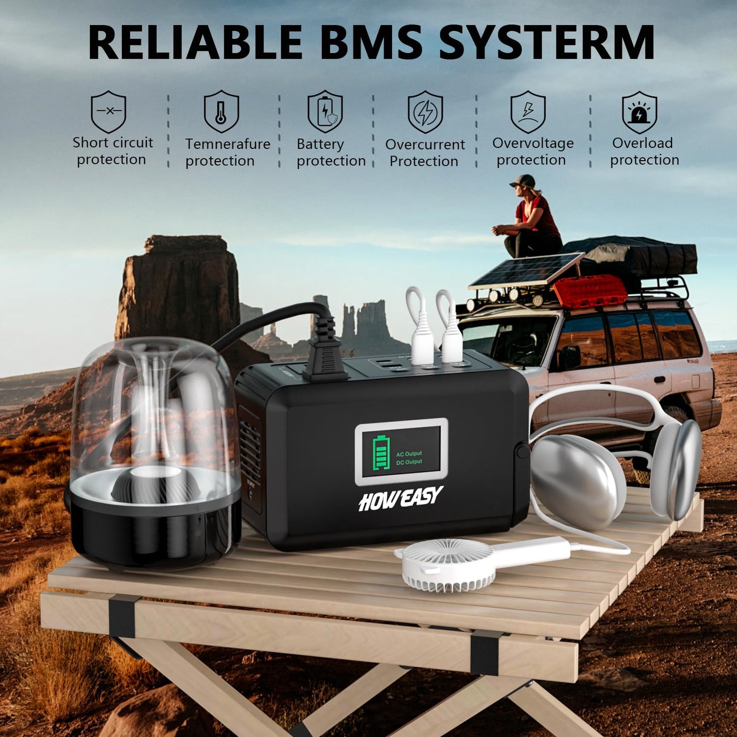 120W Portable Power Station with Solar Charging Support