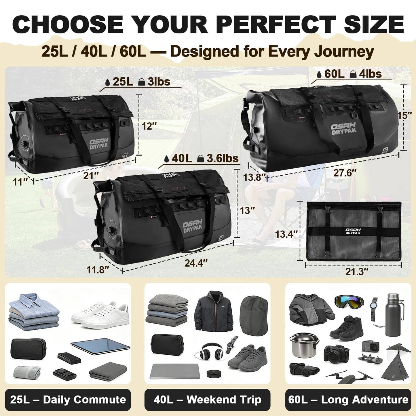 Waterproof Roll-Top Dry Duffel Bag for Outdoor Adventures