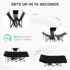Extra Wide Heavy-Duty Folding Camping Cot with Mattress