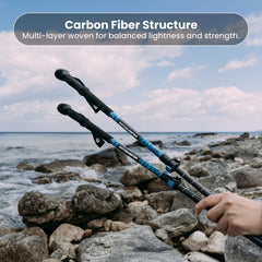 Carbon Fiber Adjustable Trekking Poles for Hiking & Backpacking