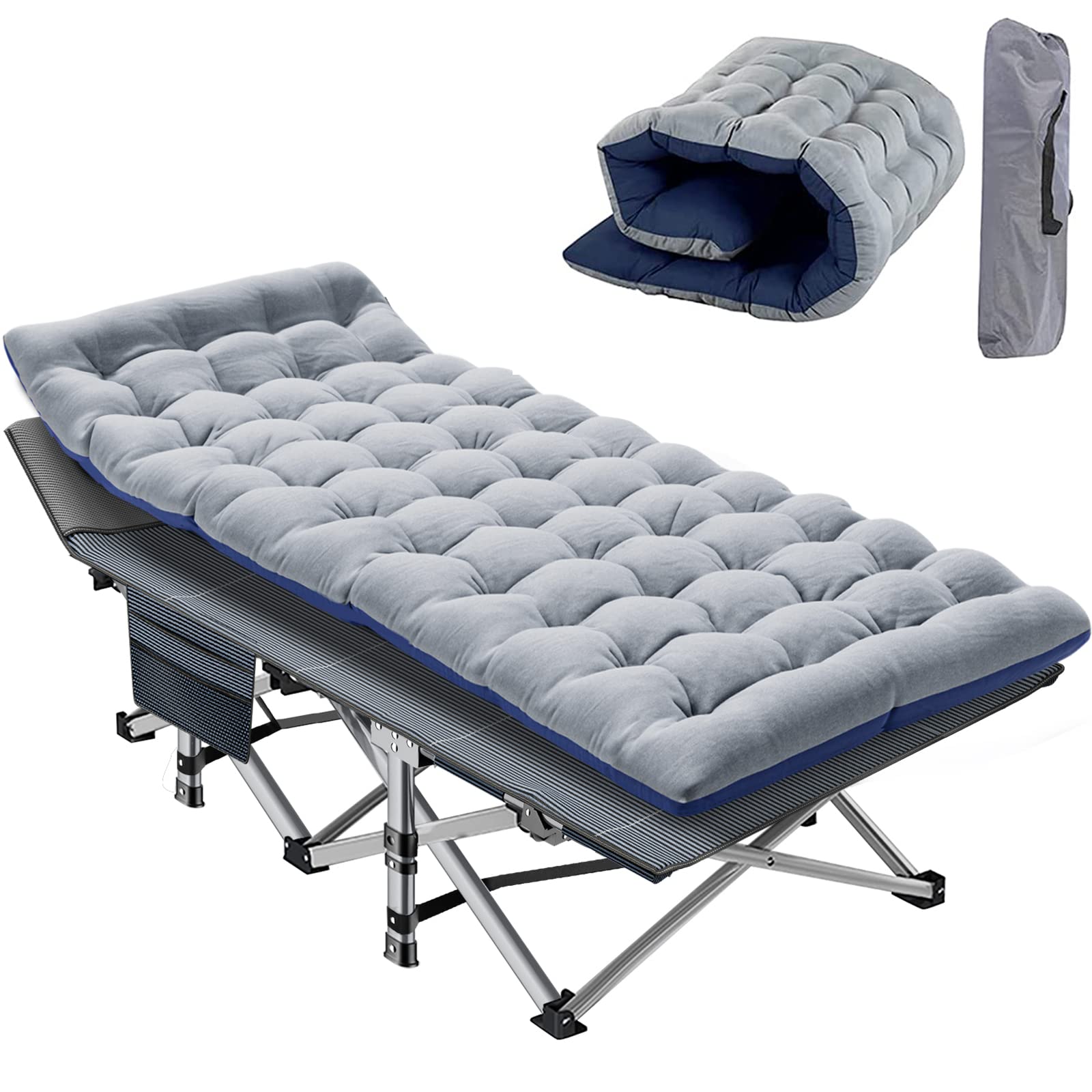 Padded Folding Camping Cot with Carry Bag for Travel