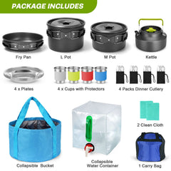 29-Piece Non-Stick Camping Cookware Mess Kit with Utensils
