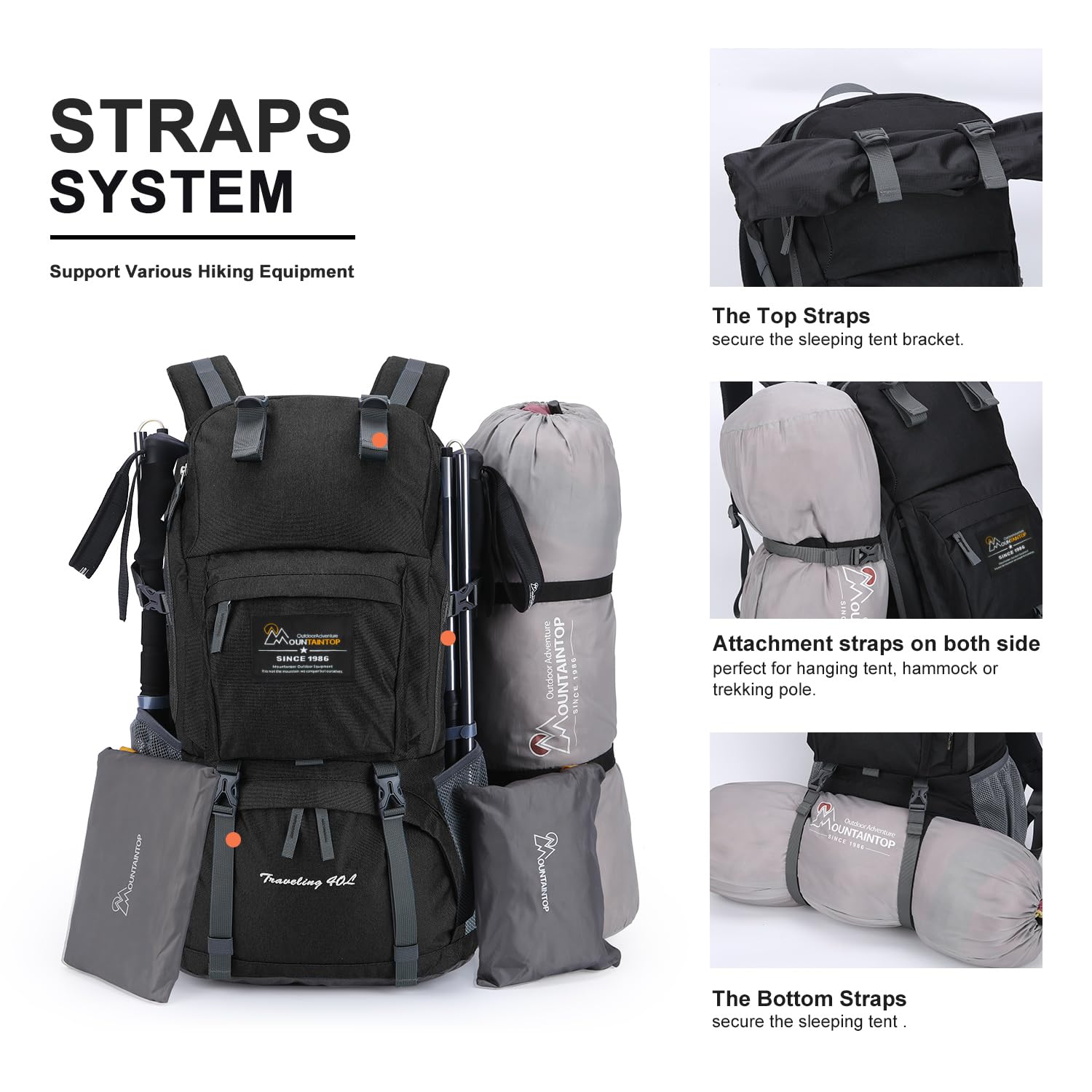 40L Lightweight Hiking Backpack for Camping & Backpacking