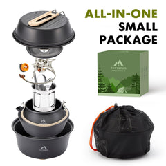 17-Piece Camping Cookware Kit with Pot Pan and Kettle Set