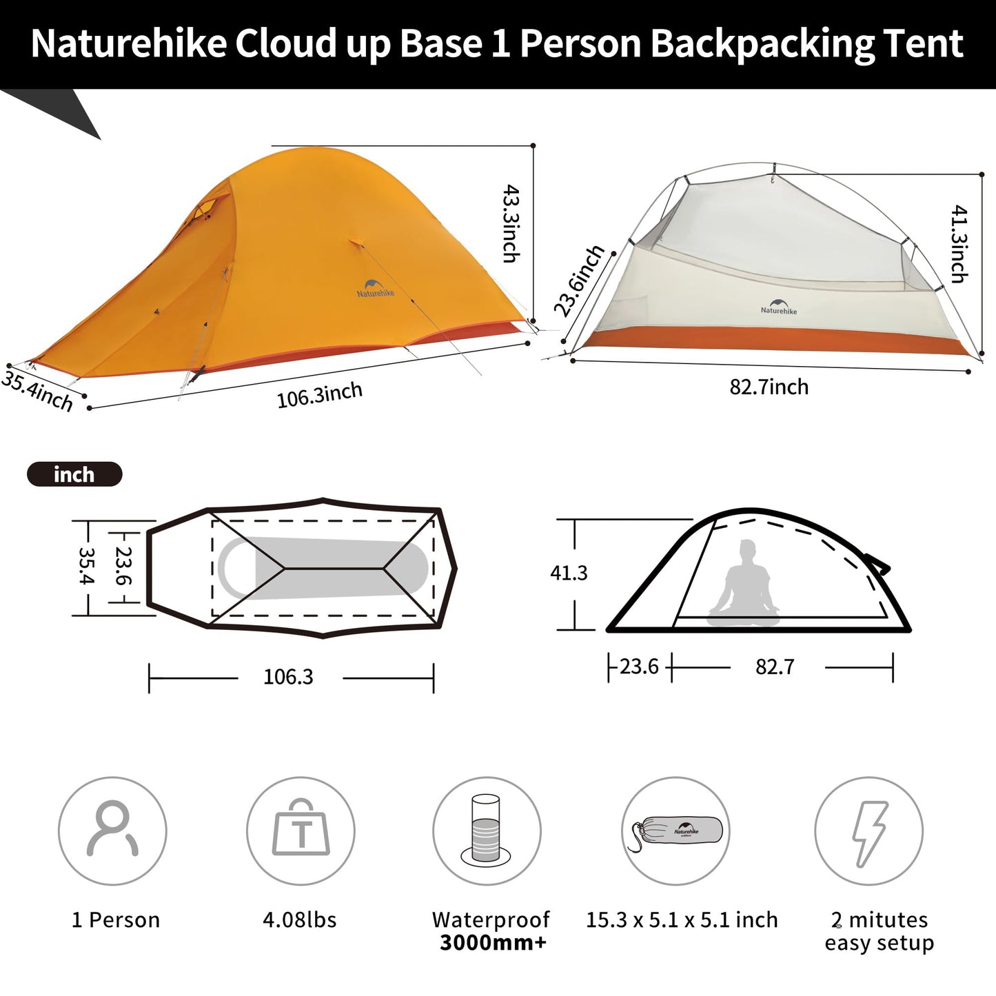 Ultralight 1-Person Backpacking Tent for Camping & Hiking