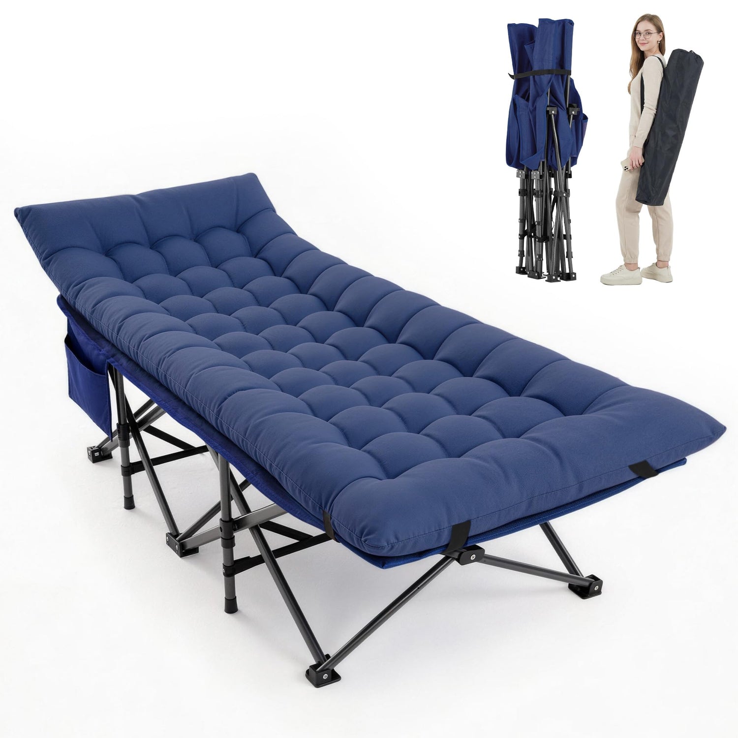 Portable Folding Camping Cot with Mattress and Carry Bag