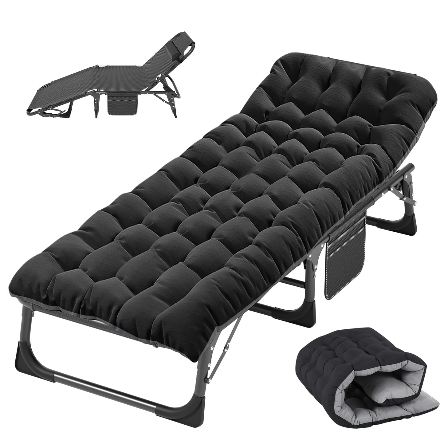 Padded Folding Camping Cot with Carry Bag for Travel